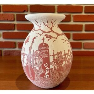 Mata Ortiz Pottery Day of the Dead Javier‎ Martinez Cemetery Ravens Mexican Art